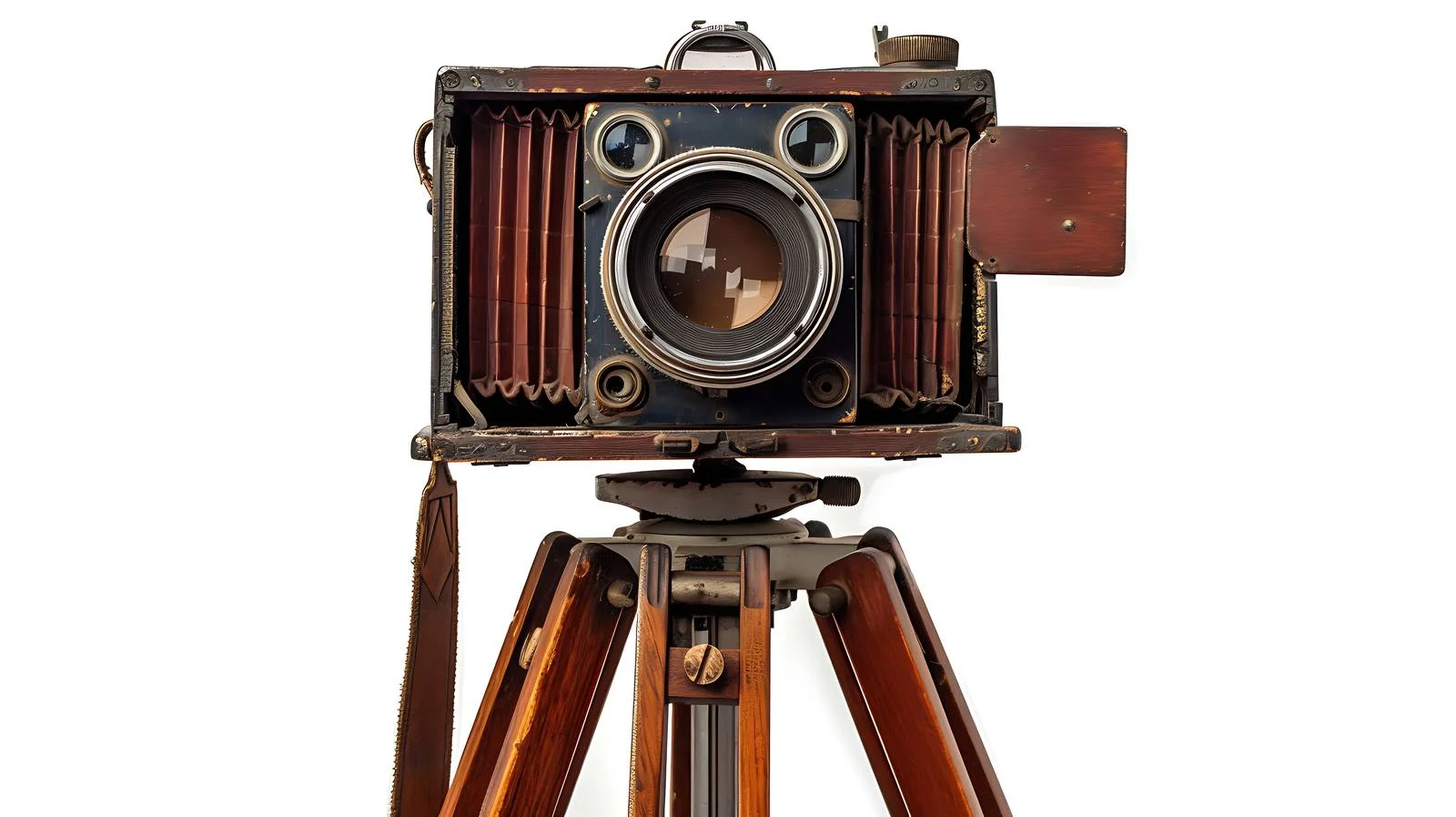 Vintage Camera on Aged Tripod, White Background — free download from Dotvec