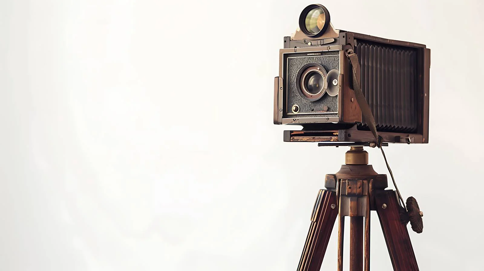Vintage Camera on Aged Tripod, White Background — free download from Dotvec