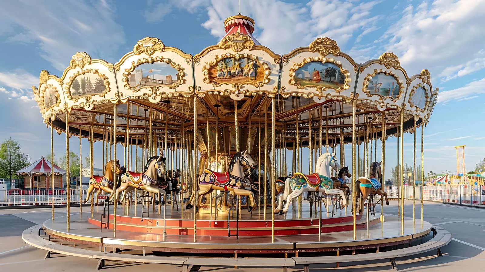 Vintage Carousel in Amusement Park — free download from Dotvec