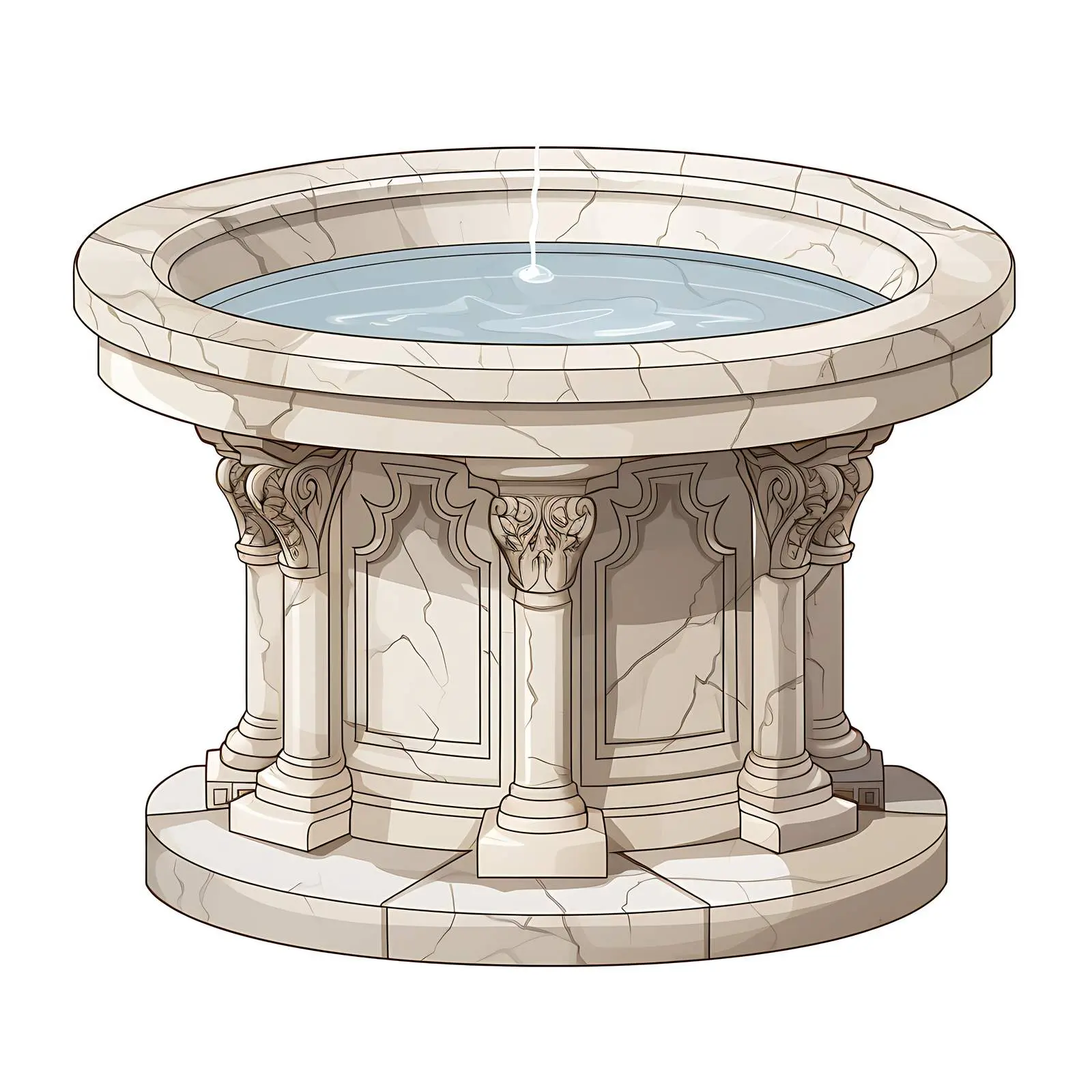 Antique Marble Baptismal Font Isolated – free church image from Dotvec