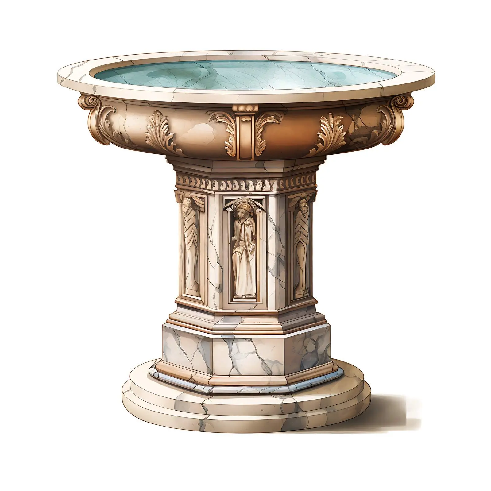 Antique Marble Baptismal Font Isolated Image – free church image from Dotvec