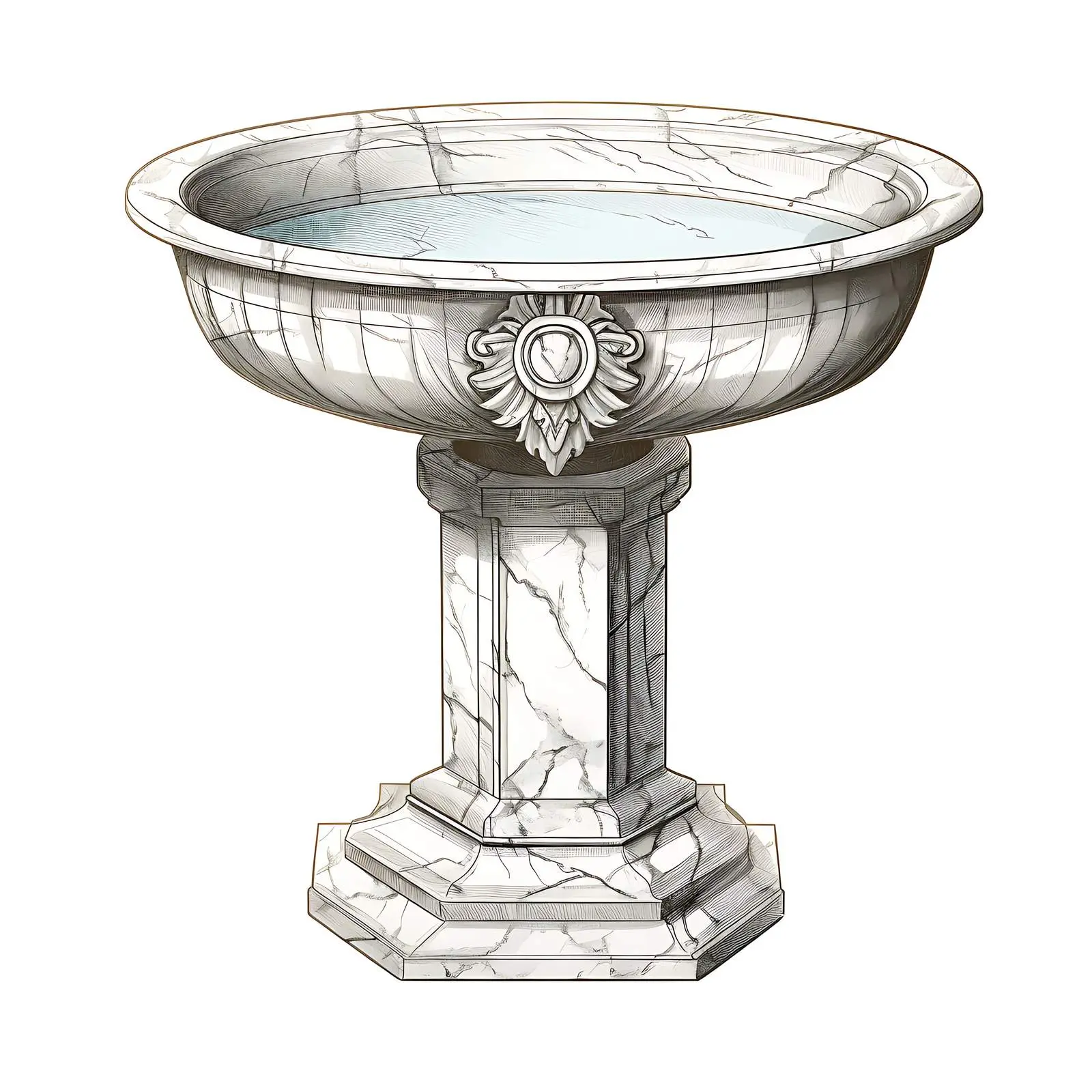 Antique Marble Baptismal Font Isolated View – free church image from Dotvec