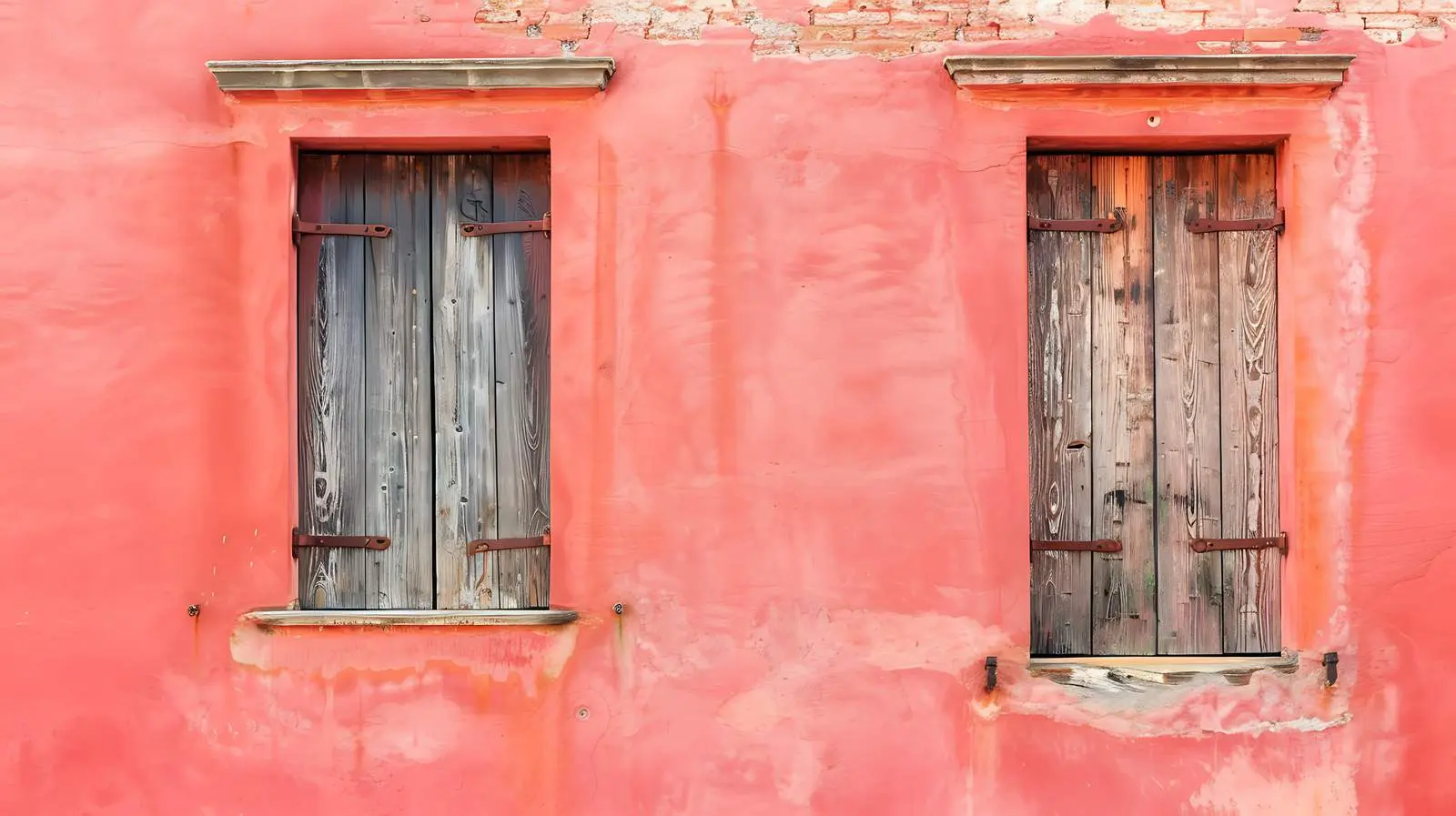 Antique Wooden Window and Door on Coral Background – free window image from Dotvec