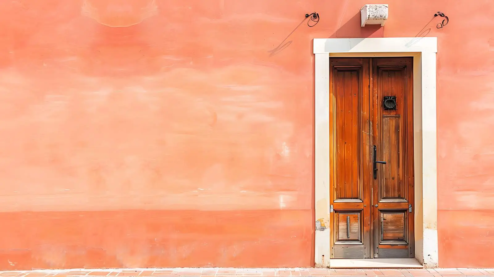 Antique Wooden Window and Door on Coral Background — free download from Dotvec
