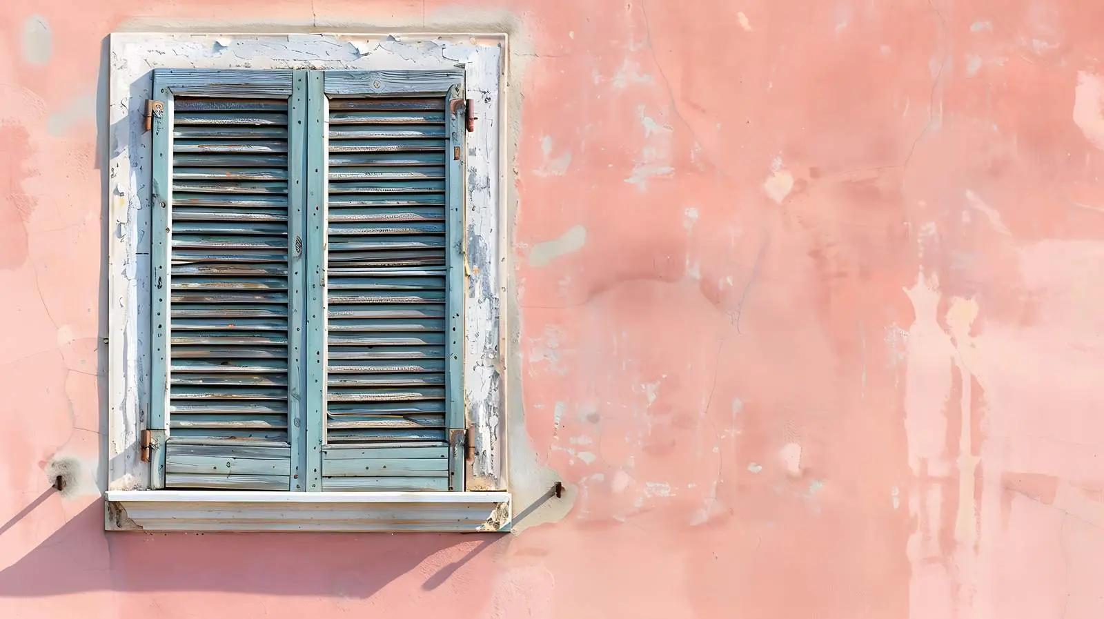 Antique Wooden Window with Shutters on Pink Wall – free artistic interpretation image from Dotvec