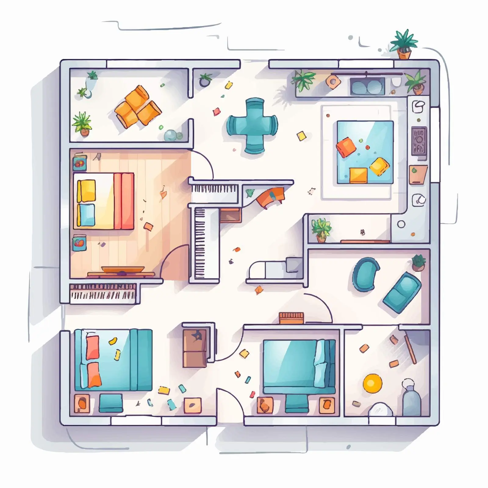 Modern Apartment Interior Floor Plan Design — free download from Dotvec