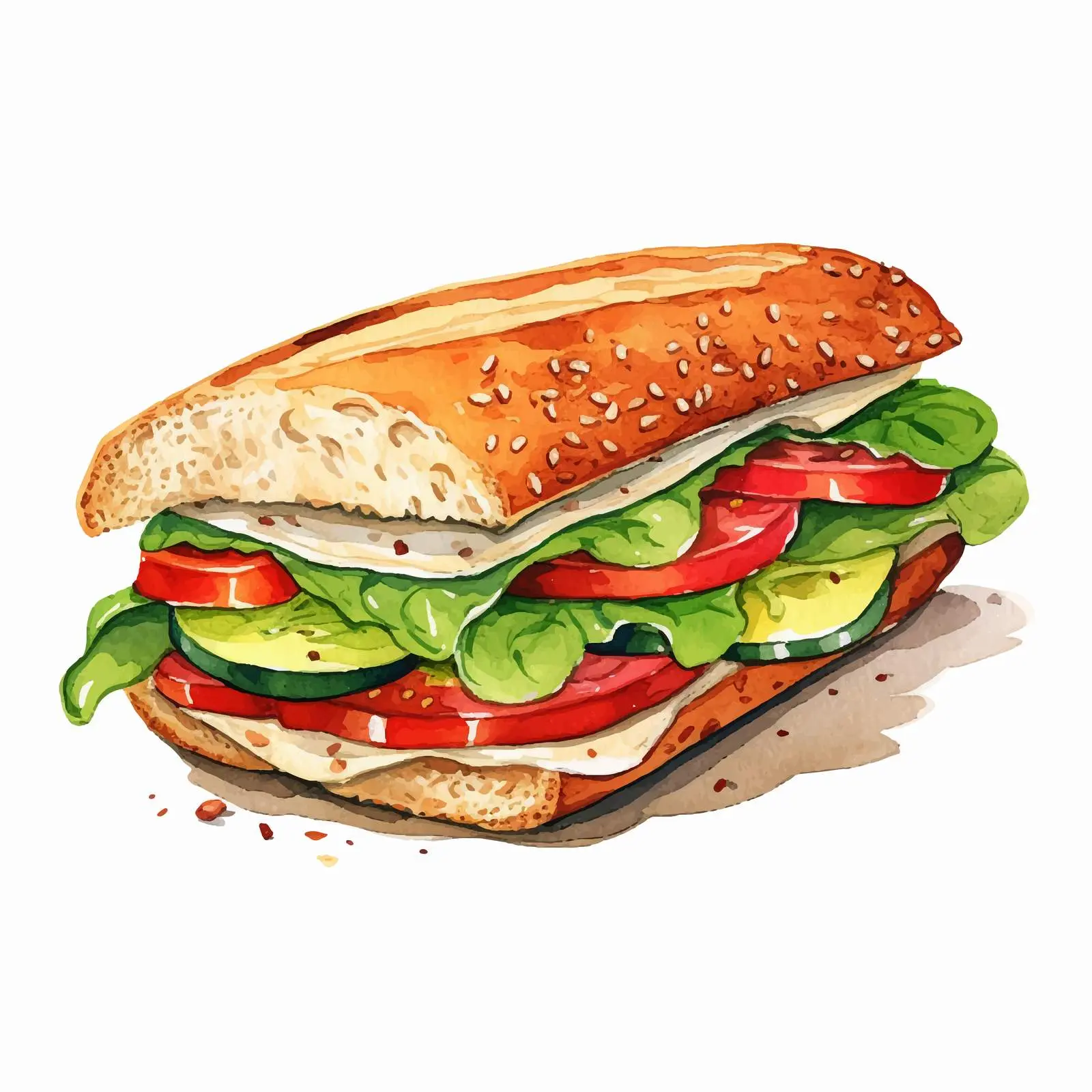 Appetizing Delicious Sandwich Food Illustration – free cartoon sandwich image from Dotvec