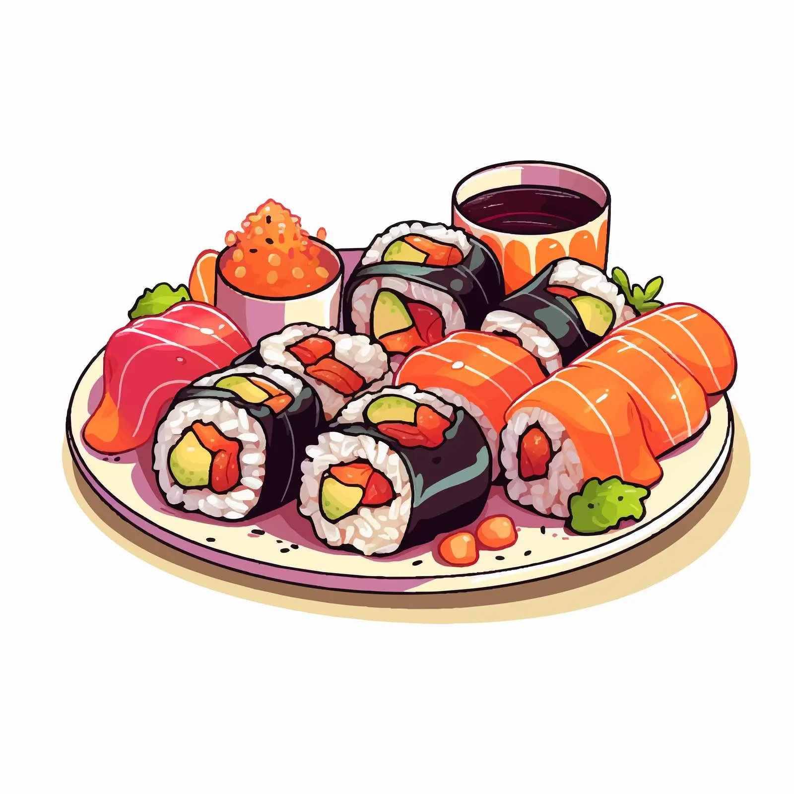 Colorful Sushi and Rolls Lunch Menu Design – free sushi roll image from Dotvec