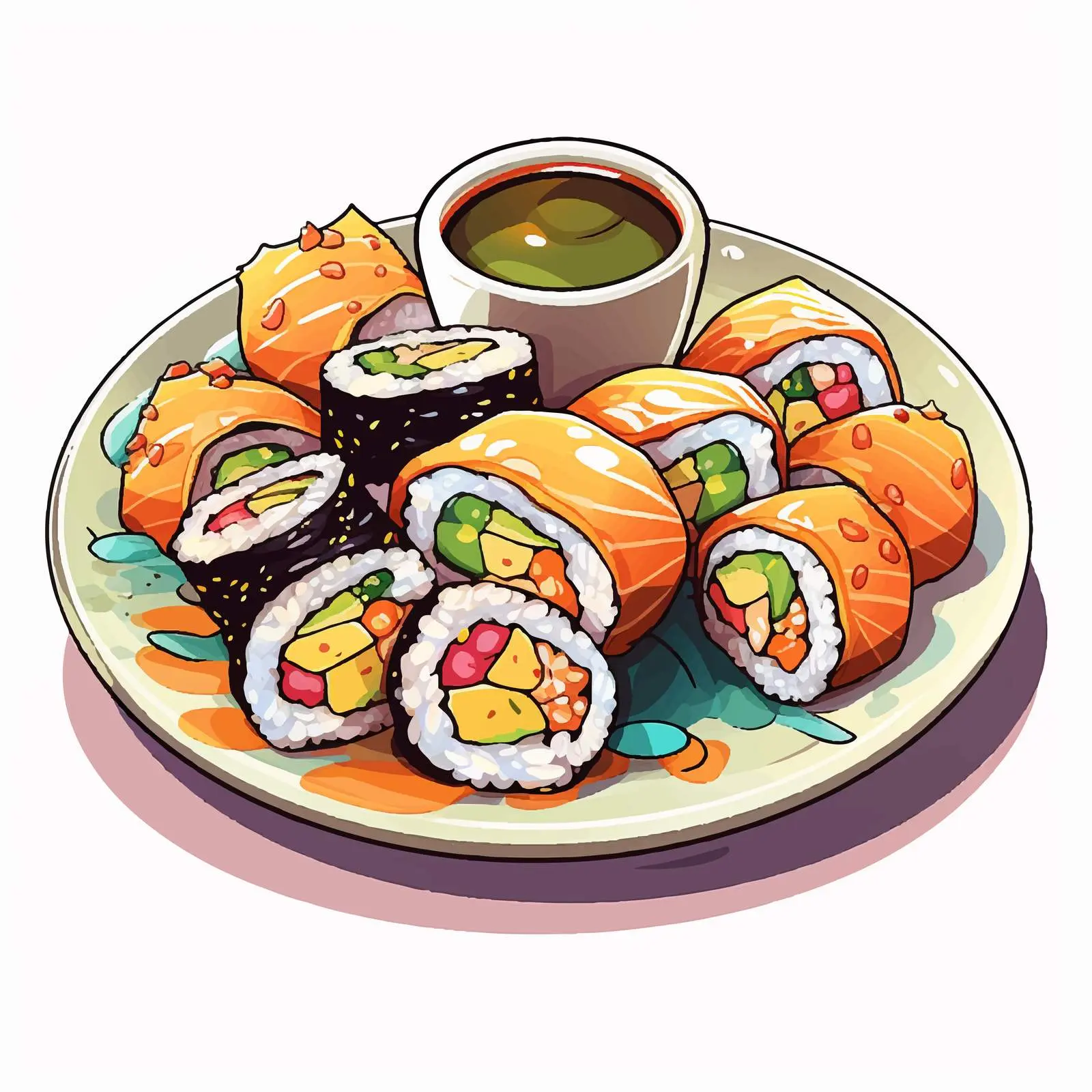 Colorful Sushi and Rolls Lunch Menu — free download from Dotvec