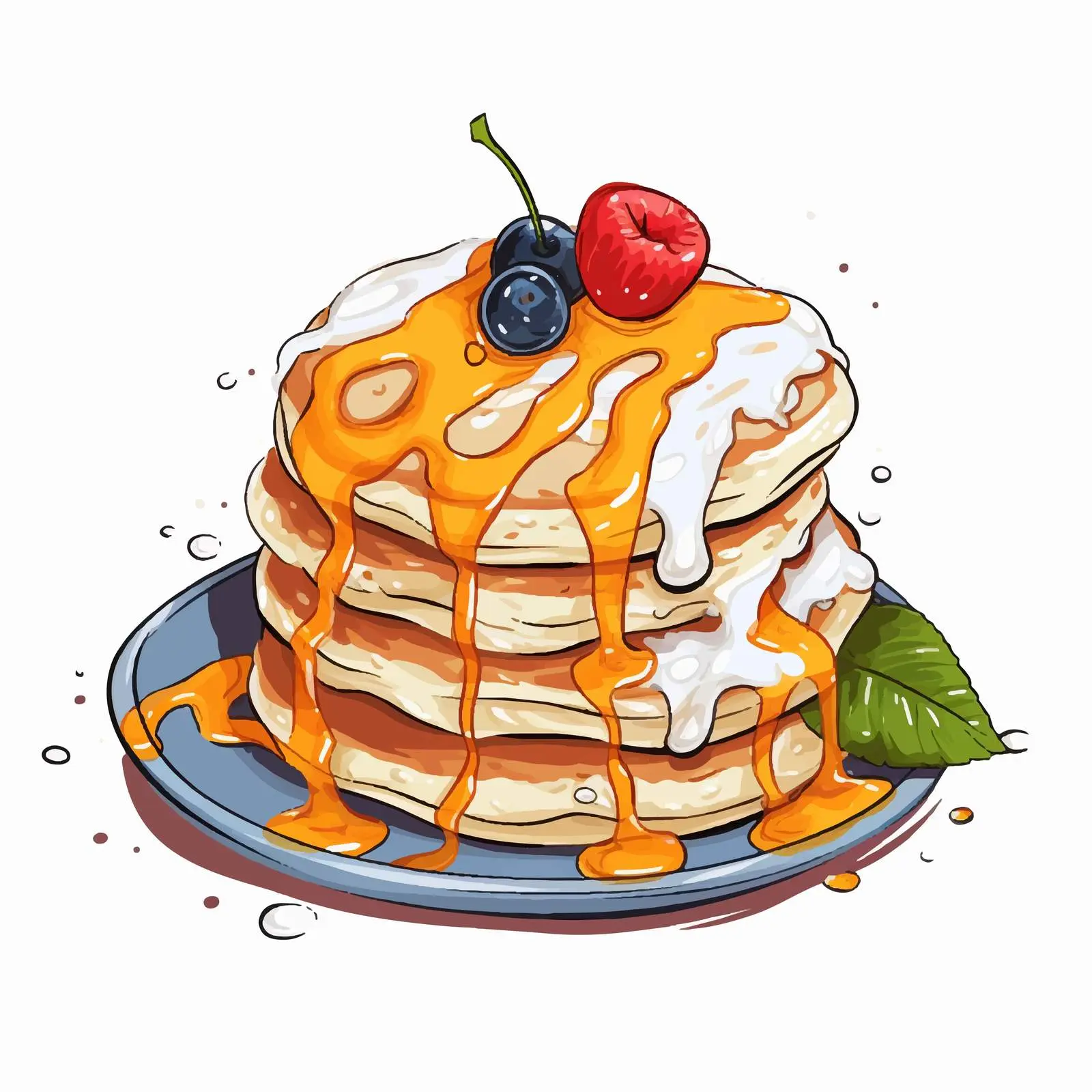 Delicious Syrniki with Fruit Doodle Illustration – free tasty food image from Dotvec