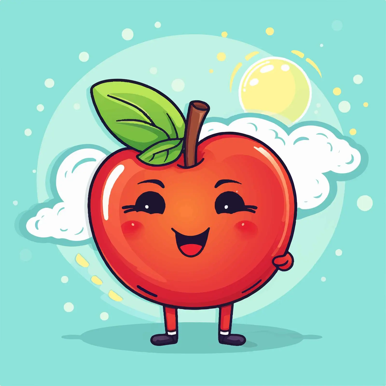 Cartoon Apple Character with Stay Cool Badge — free download from Dotvec