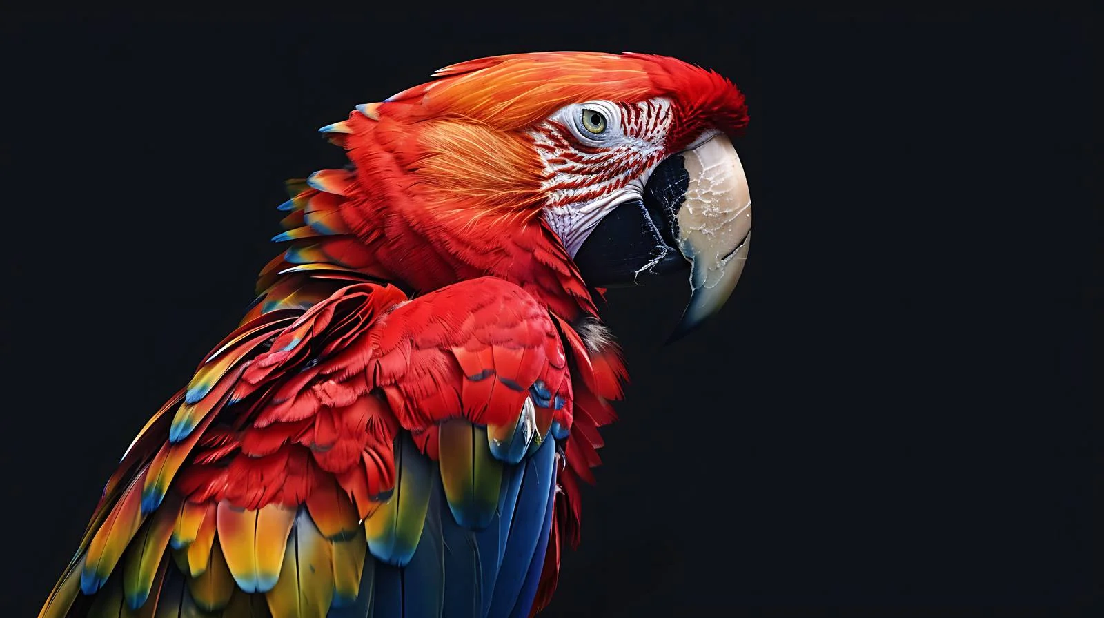 Vibrant Ara Parrot Watercolor on Black — free download from Dotvec