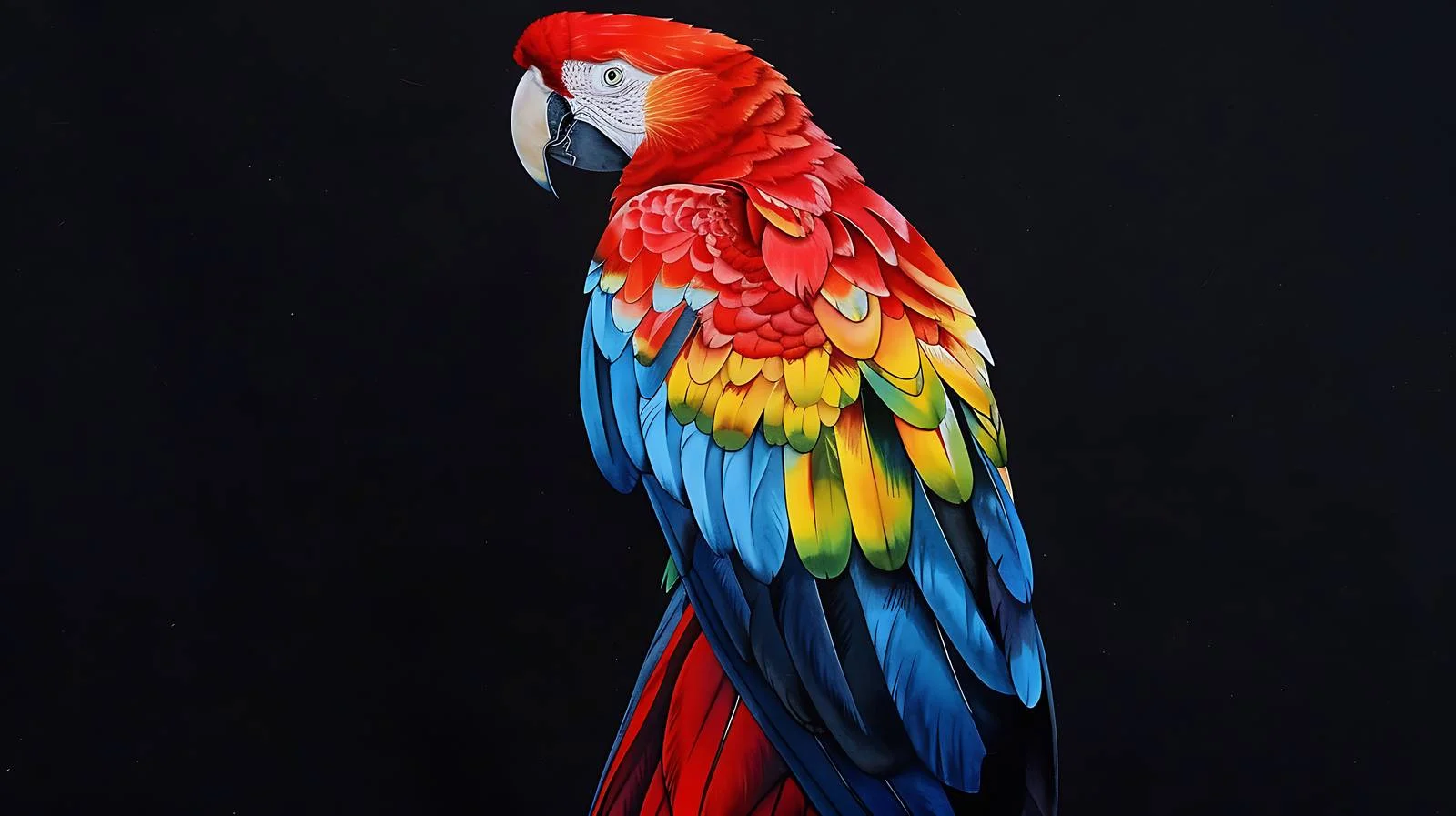 Vibrant Watercolor Ara Parrot on Black — free download from Dotvec