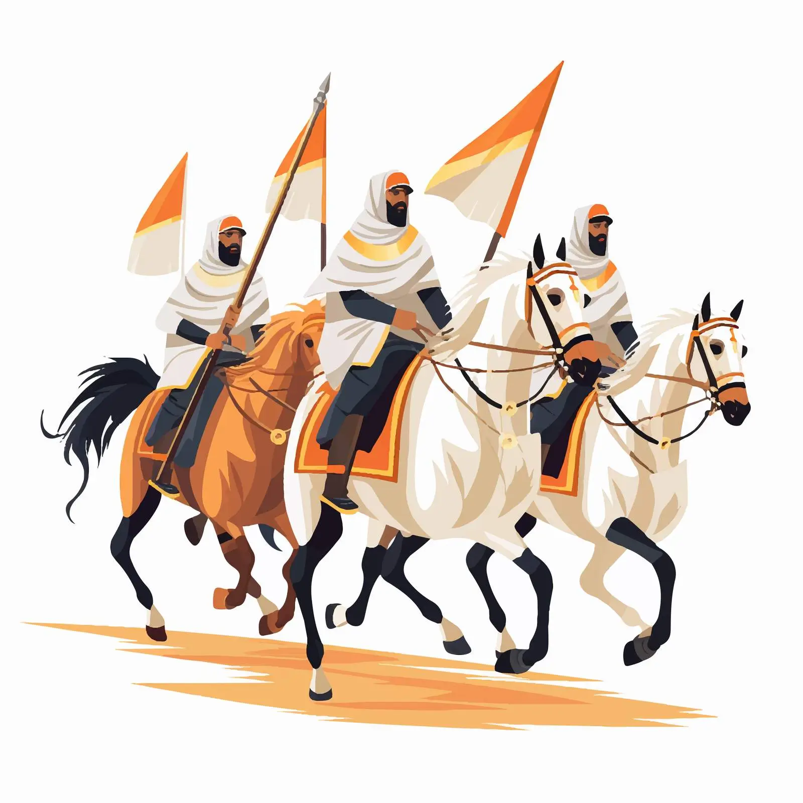 Arab Horse Warriors Riding into Battle – free horsemen image from Dotvec