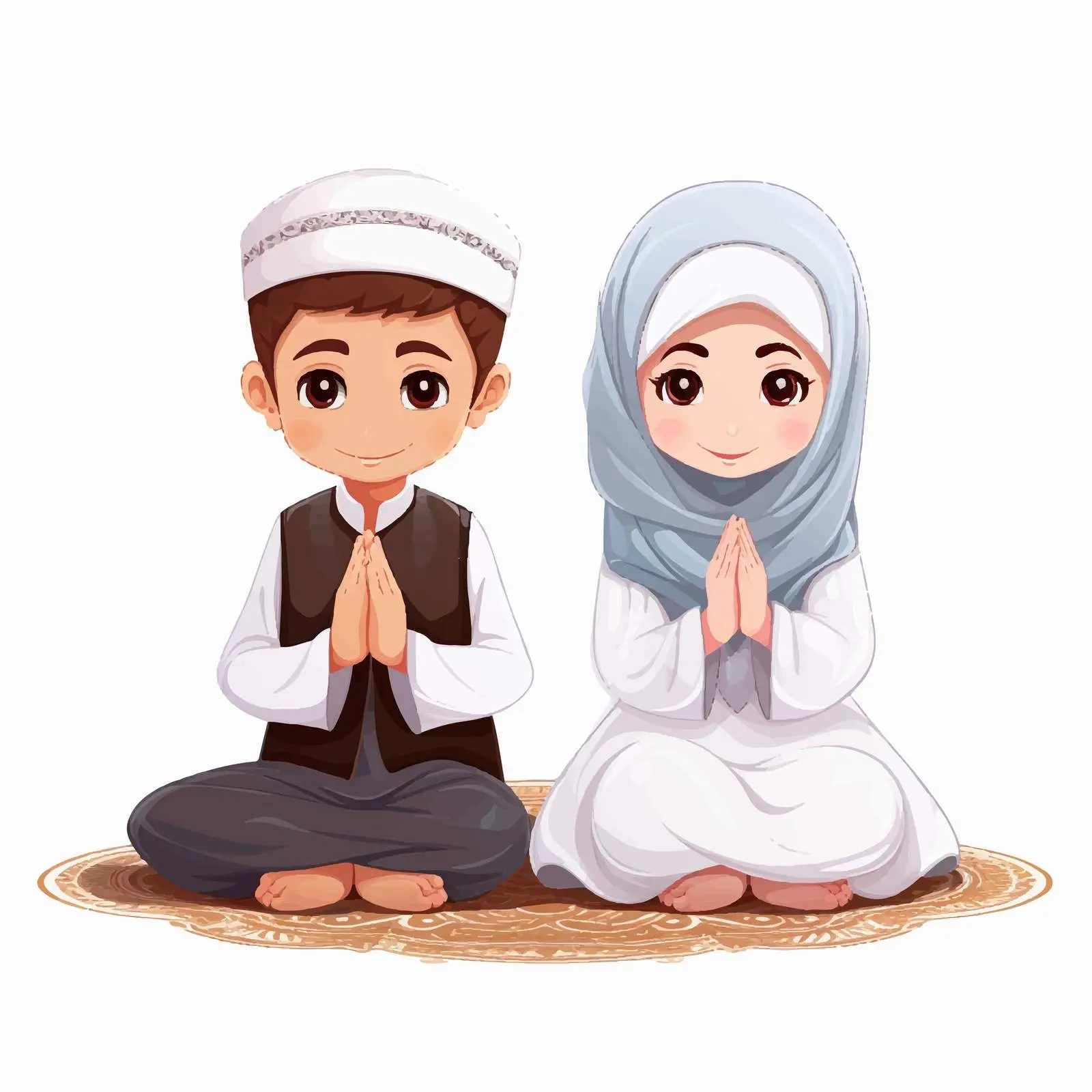 Arab Muslim Children in Traditional Clothing Praying — free download from Dotvec