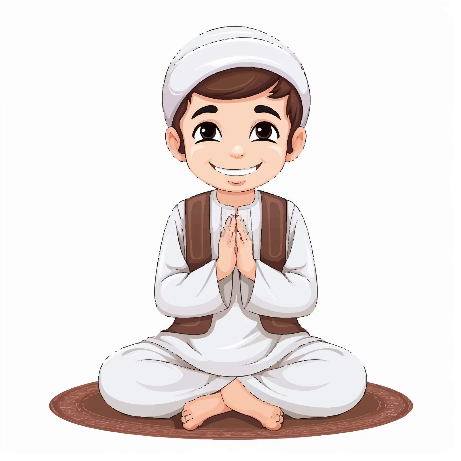 Arab Muslim Boy Praying in Traditional Clothing — free download from Dotvec
