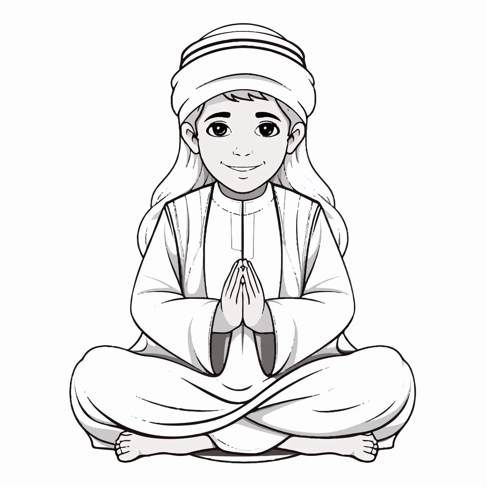Arab Muslim Boy in Traditional Prayer Clothing — free download from Dotvec