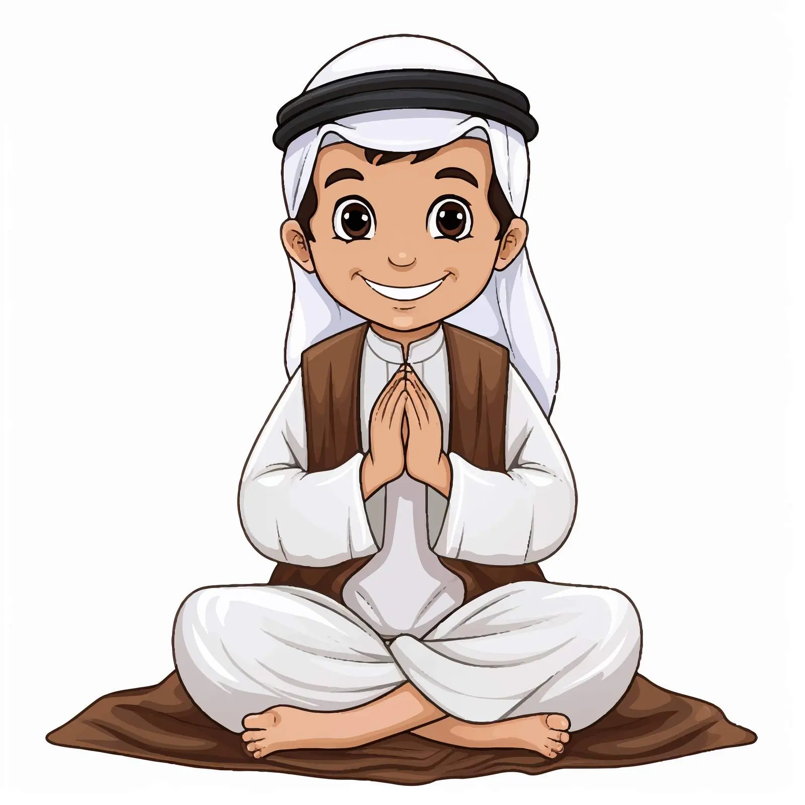 Arab Muslim Boy in Traditional Prayer Clothing — free download from Dotvec