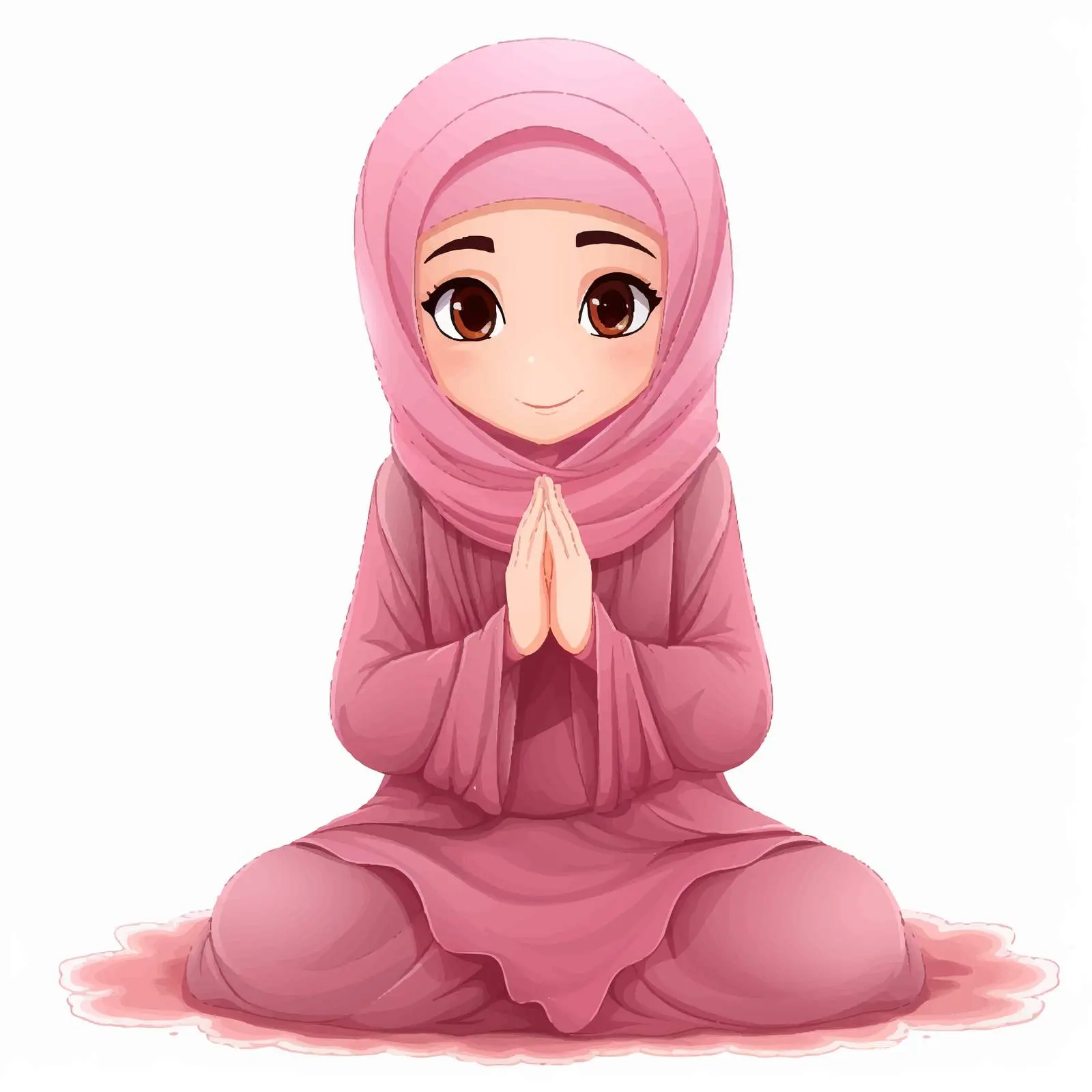 Arab Muslim Girl Praying in Pink Clothing — free download from Dotvec