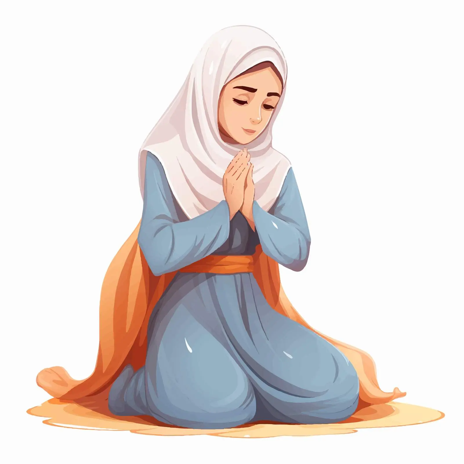 Arab Muslim Girl in Traditional Clothing Praying — free download from Dotvec