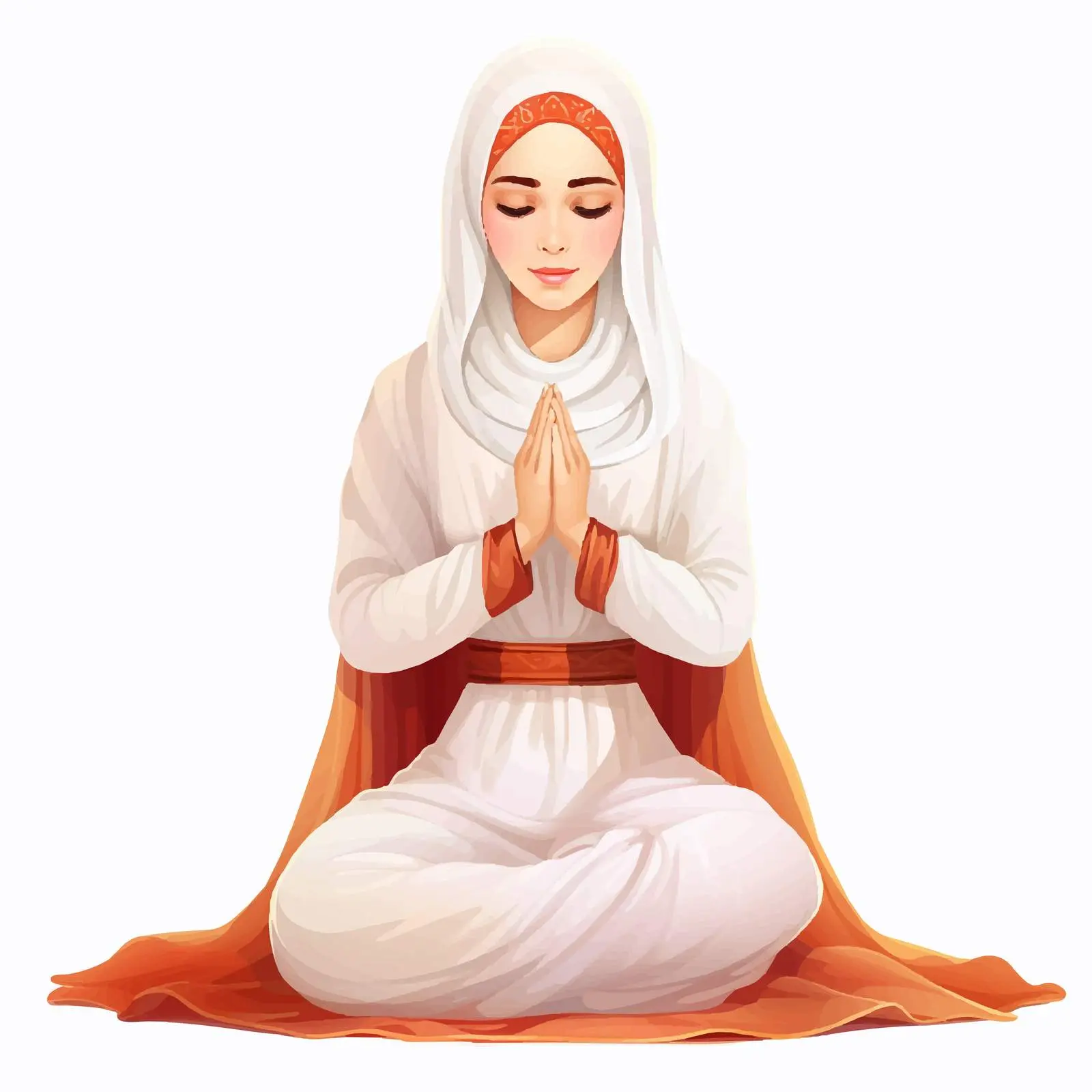 Arab Muslim Girl Praying in Traditional Clothing — free download from Dotvec