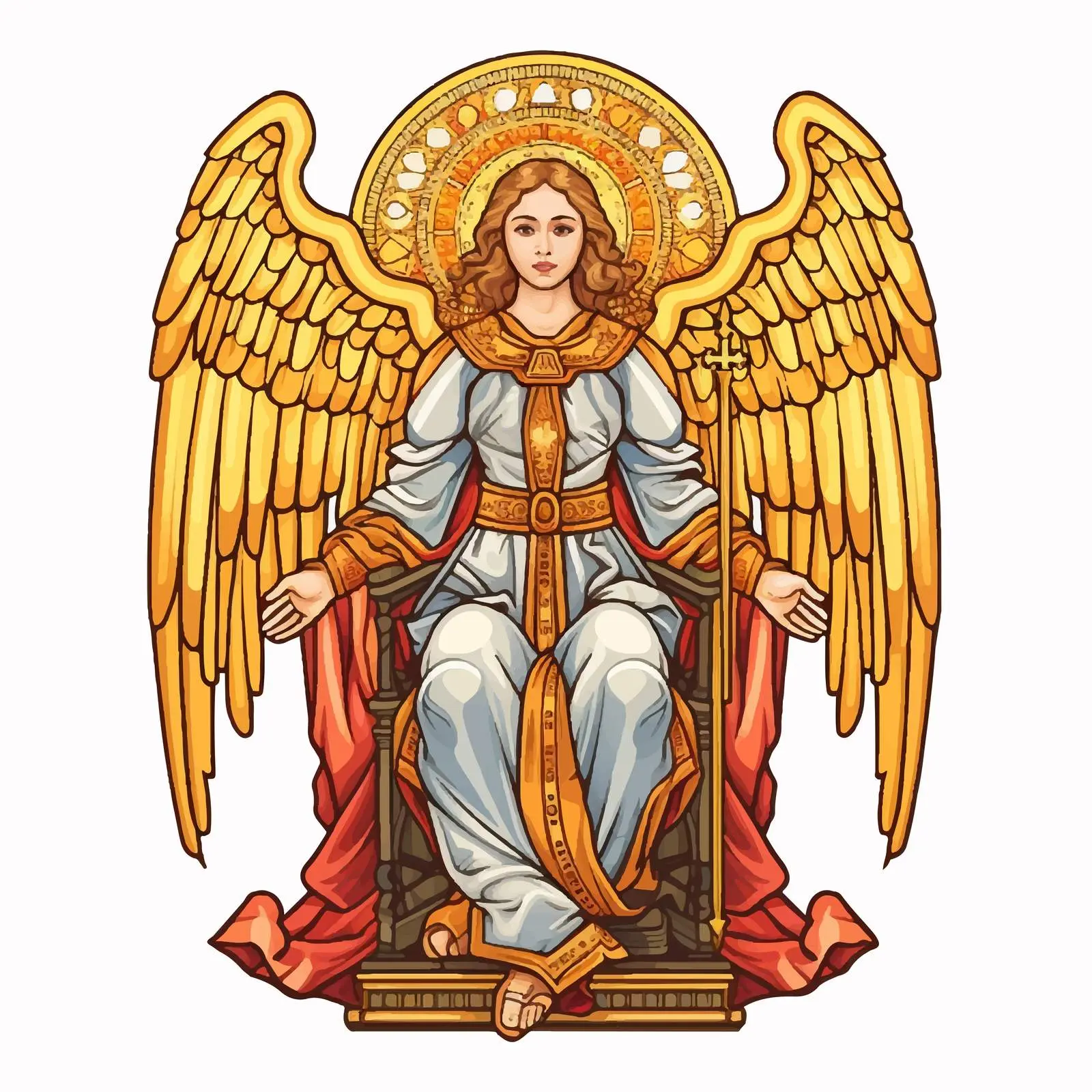 Byzantine Style Illustration of Sitting Archangel — free download from Dotvec