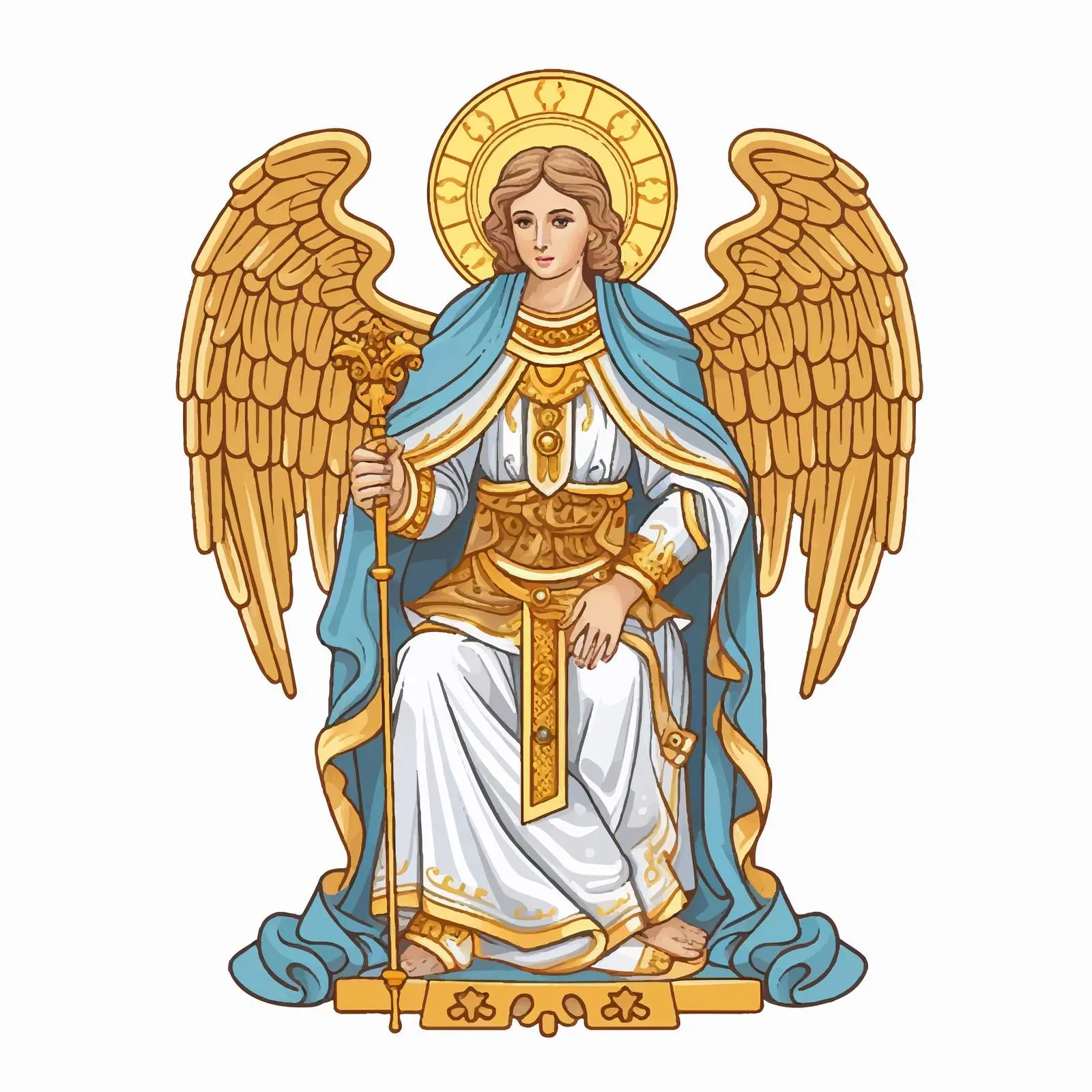 Byzantine Style Archangel Illustration Sitting — free download from Dotvec