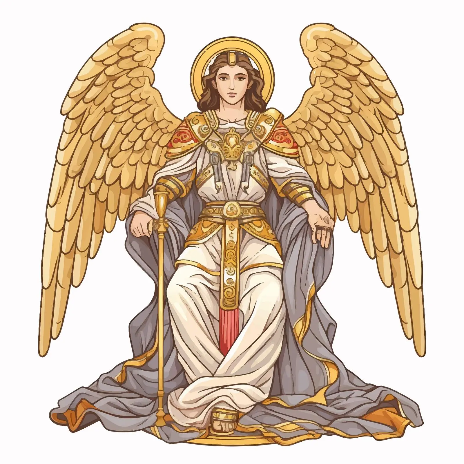 Byzantine Style Archangel Sitting Illustration – free religious vector image from Dotvec