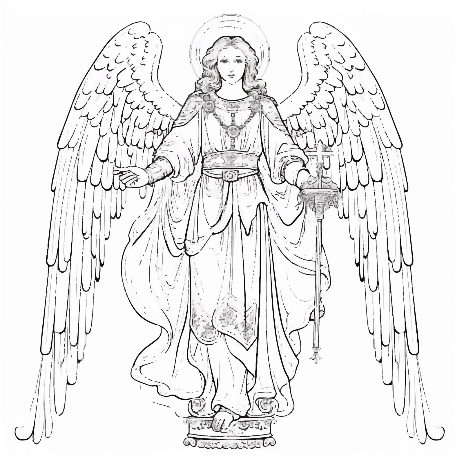 Archangel Uriel Byzantine Style Coloring Page — free download from Dotvec