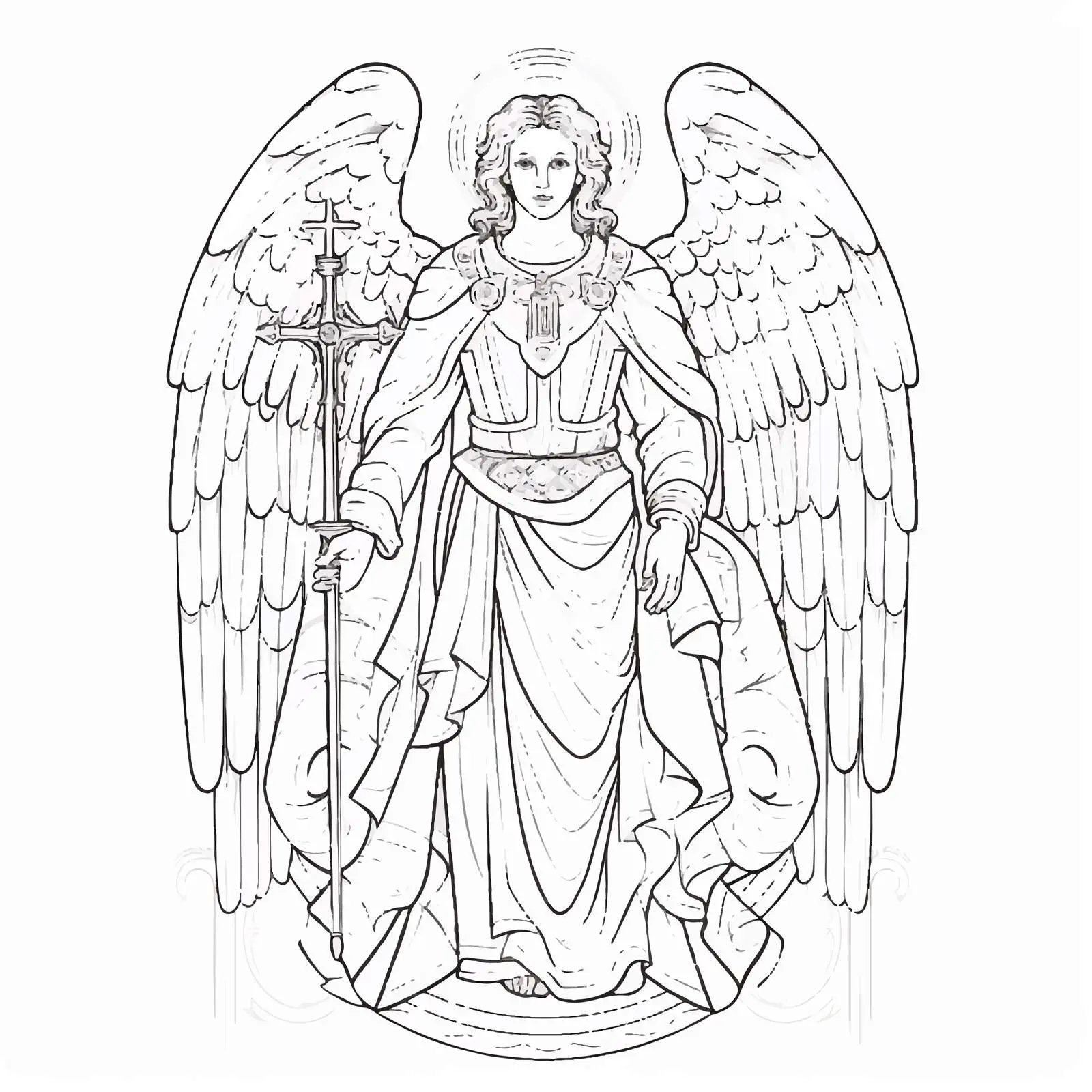 Archangel Uriel Byzantine Style Coloring Page – free educational resources image from Dotvec