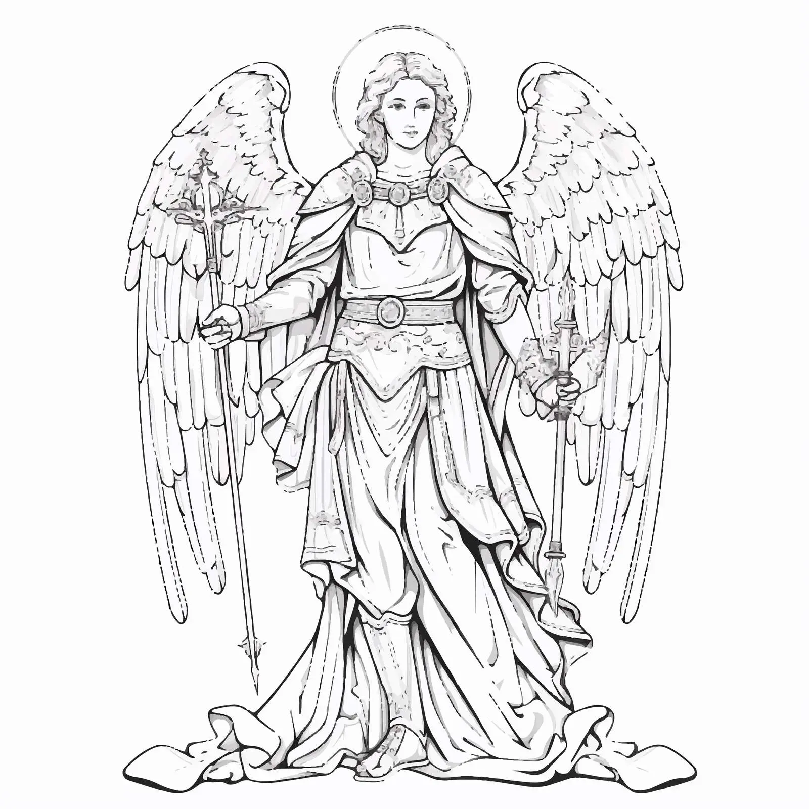 Byzantine Style Archangel Uriel Coloring Page — free download from Dotvec