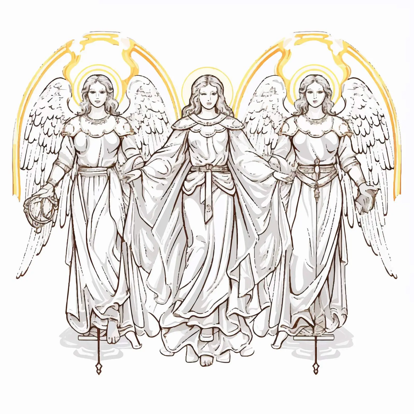 Byzantine Style Archangels Coloring Page – free childrens activities image from Dotvec