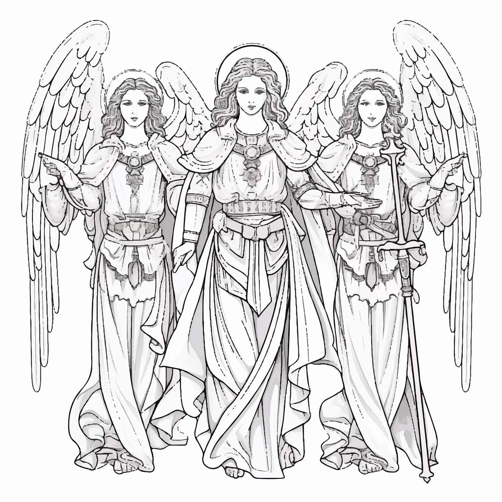 Byzantine Style Archangels Coloring Page – free religious vector image from Dotvec