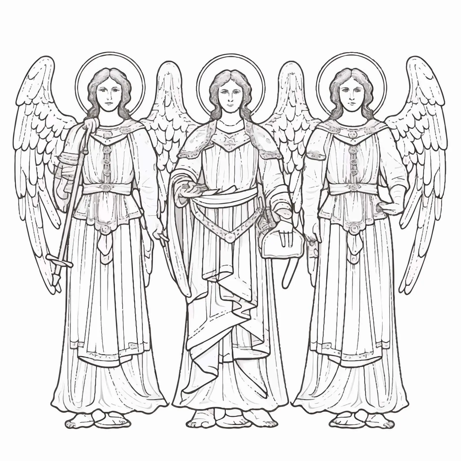 Byzantine Style Archangels Coloring Page – free educational resources image from Dotvec