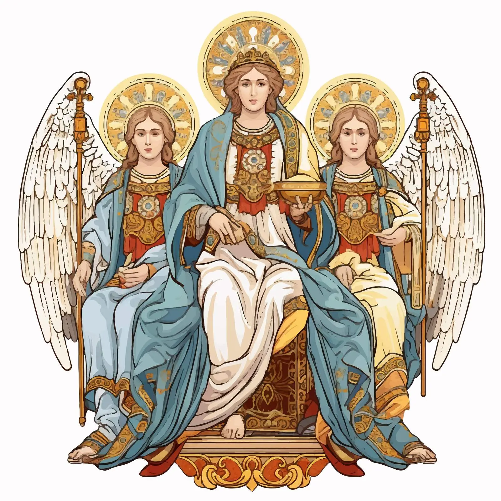 Sitting Archangels Fresco Illustration – free fresco image from Dotvec