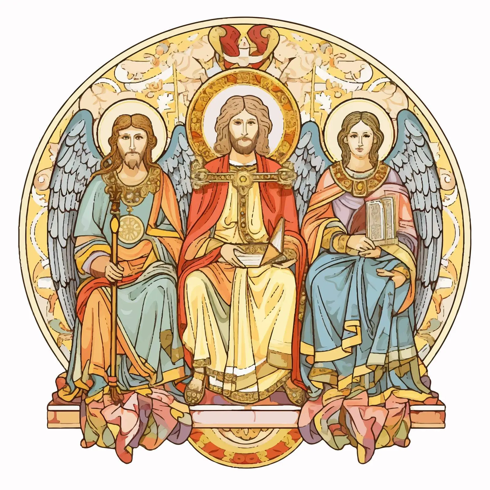 Byzantine Fresco of Archangels in Robes – free fresco image from Dotvec
