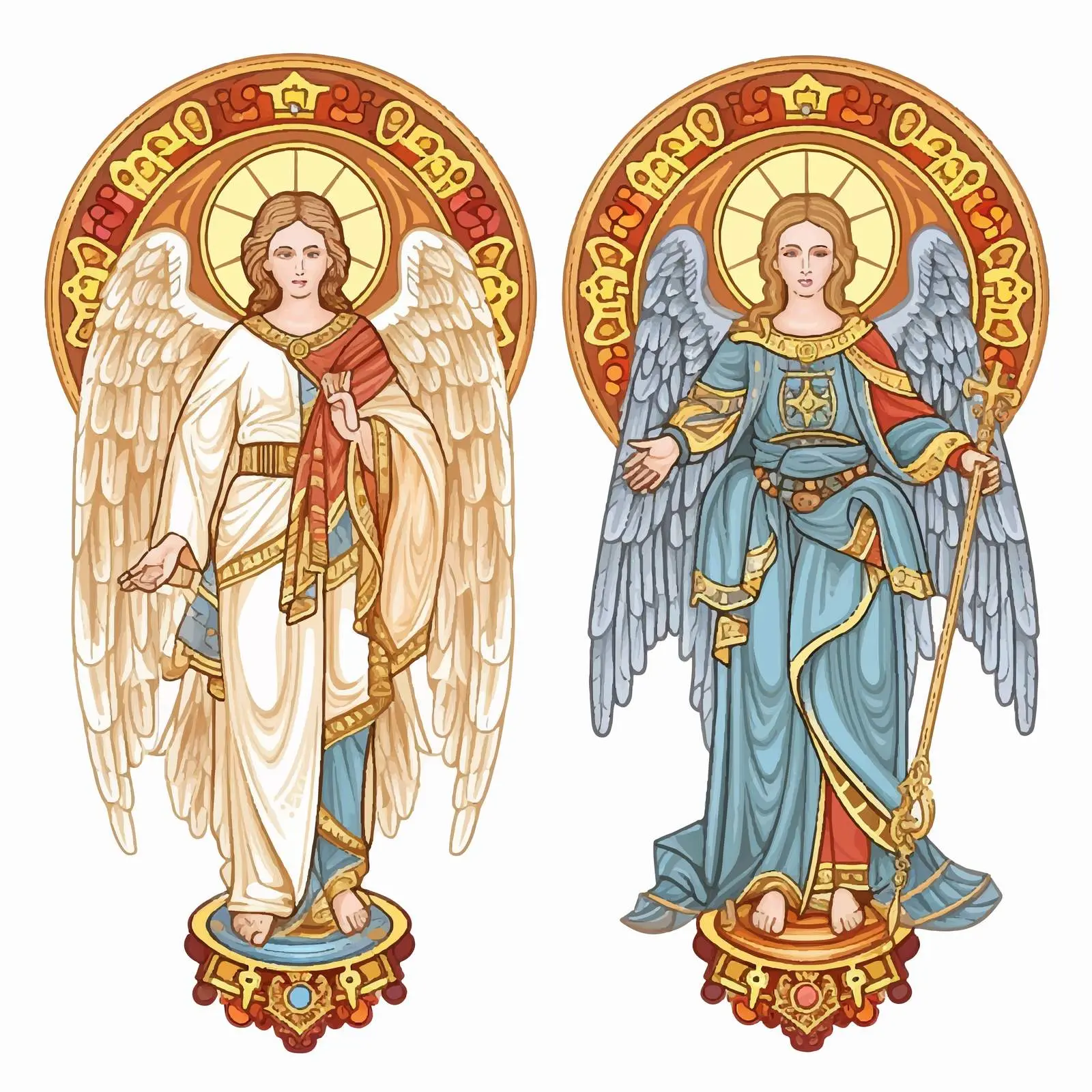 Archangels Uriel and Michael Medallion Set — free download from Dotvec