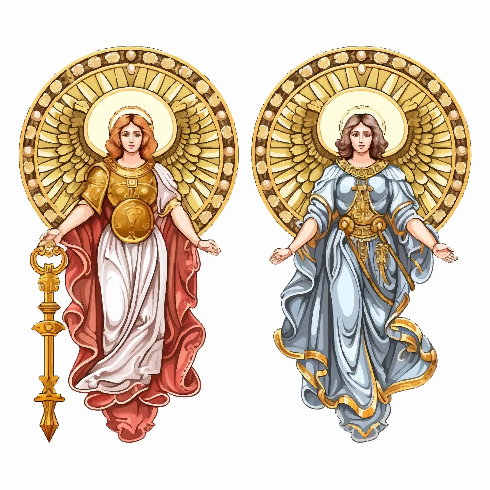 Archangels Uriel and Michael Medallions Set – free sacred art image from Dotvec