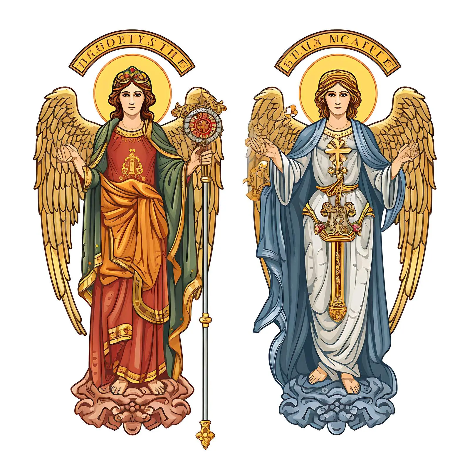 Archangel Uriel and Michael Medallions Set – free vine image from Dotvec