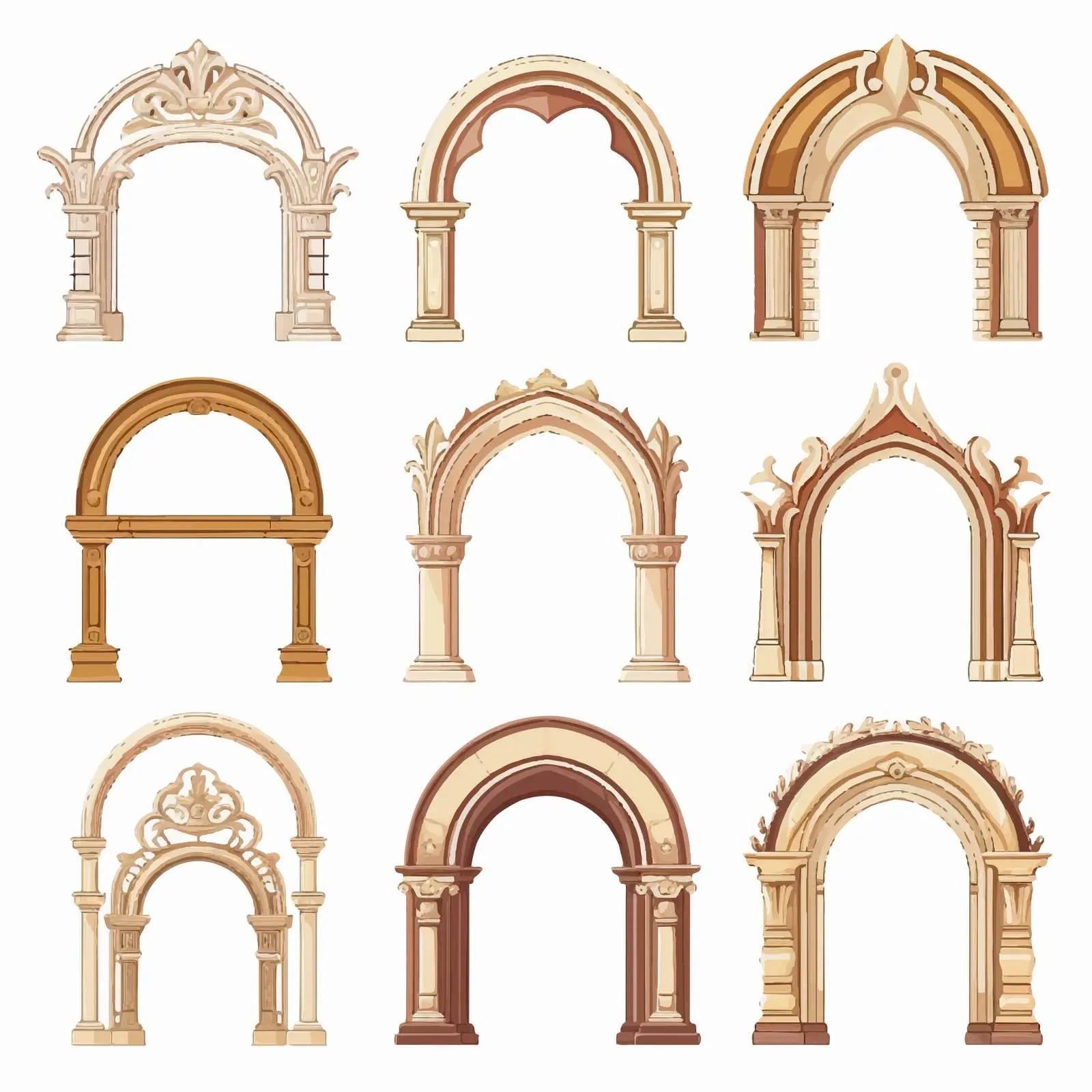 Vintage Arched Architectural Design Elements – free geometry image from Dotvec