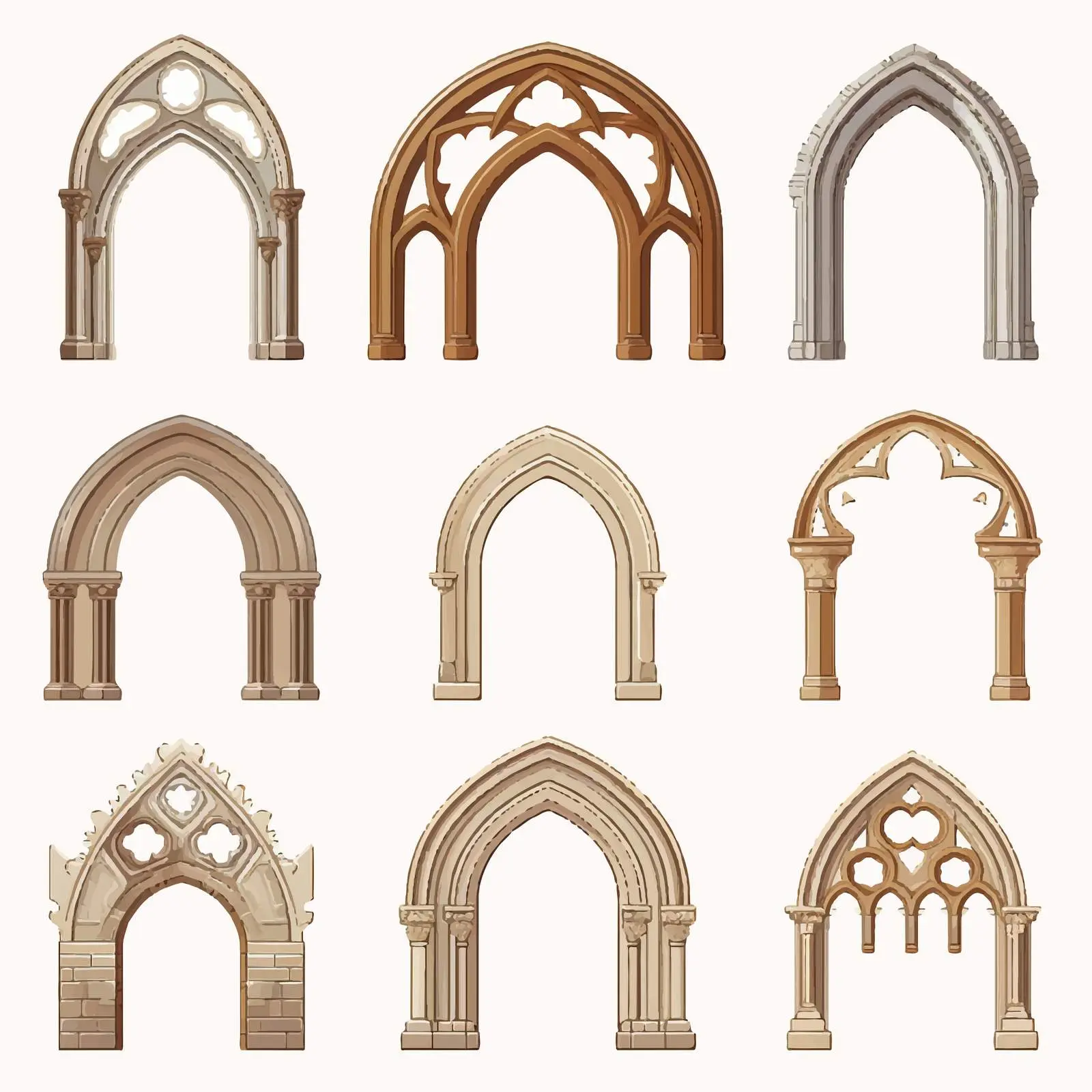 Vintage Arched Architectural Elements on White Background — free download from Dotvec