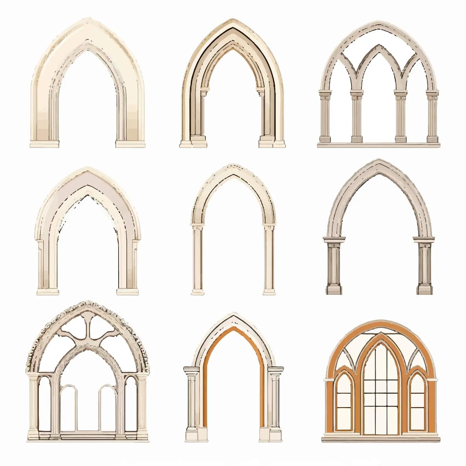Vintage Arched Architectural Elements on White Background – free geometry image from Dotvec