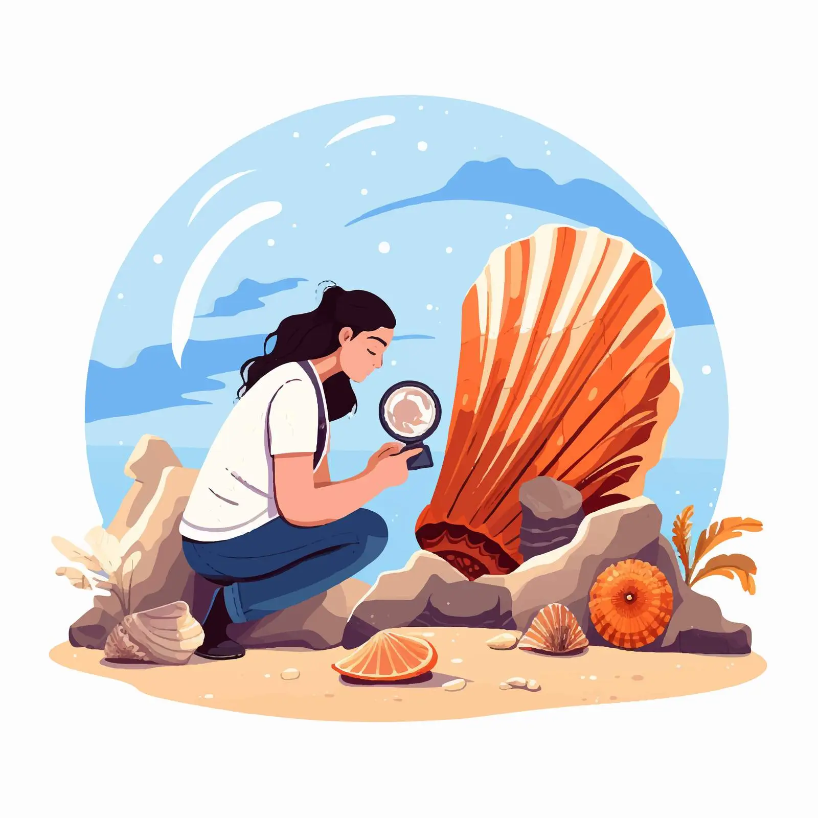 Flat Vector Illustration of Archeology Antiques Search — free download from Dotvec
