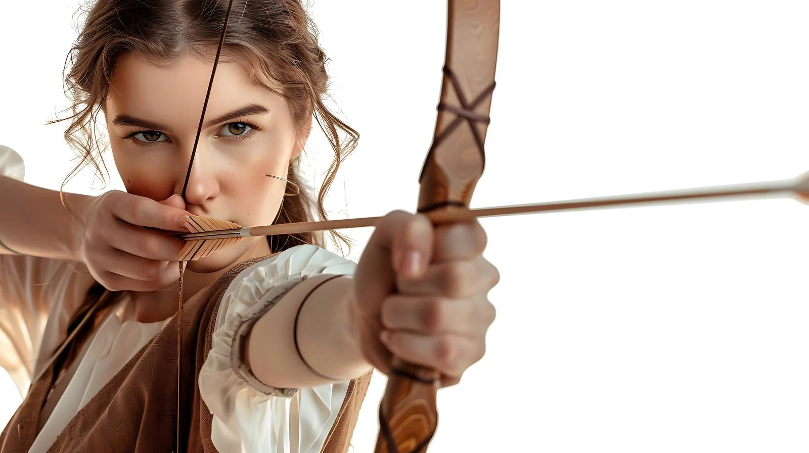 Archeress Aiming with Bow Close-Up — free download from Dotvec