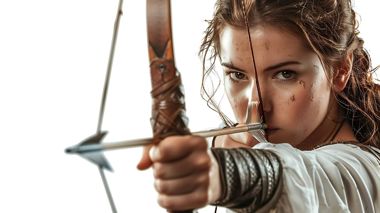 Archeress Aiming Bow Close-up — free download from Dotvec