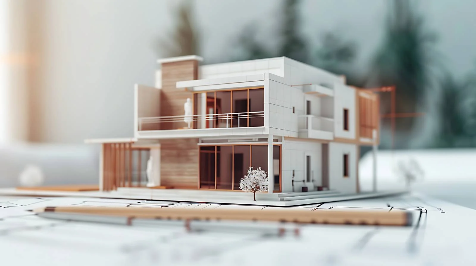 House Design Model on Blueprint Layout — free download from Dotvec