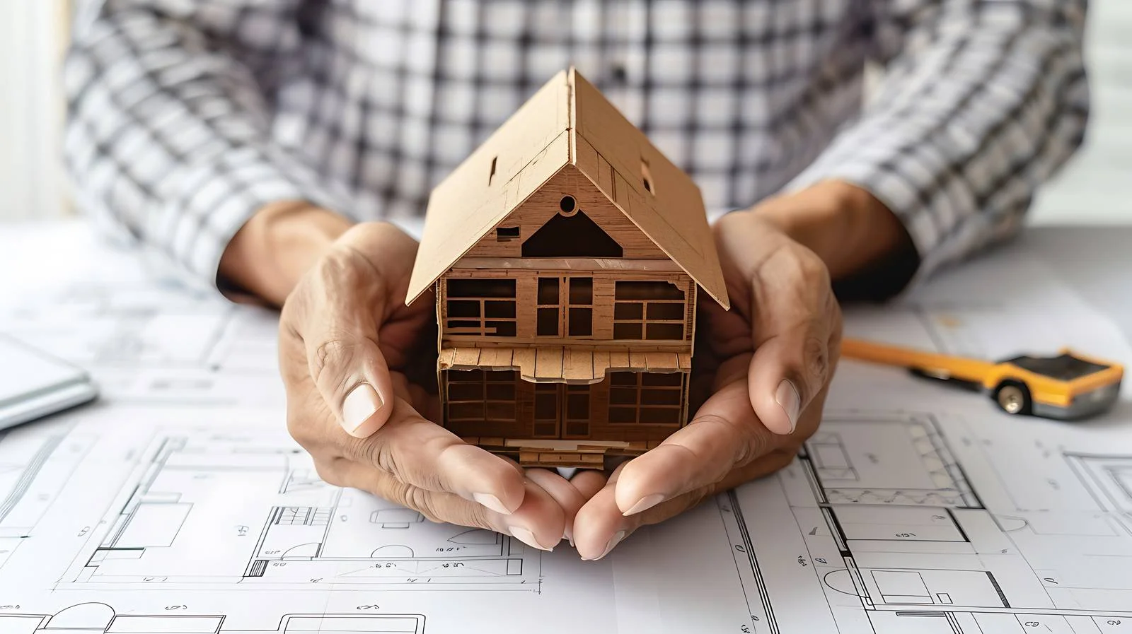 Architect Protects Mini House with Hands — free download from Dotvec