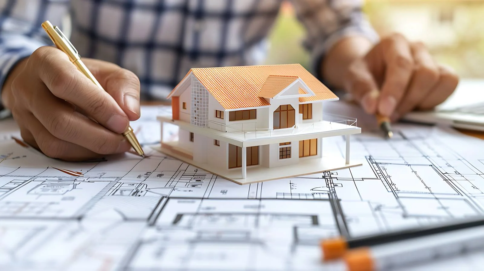 Architect Engineer Displaying Mini House Model — free download from Dotvec