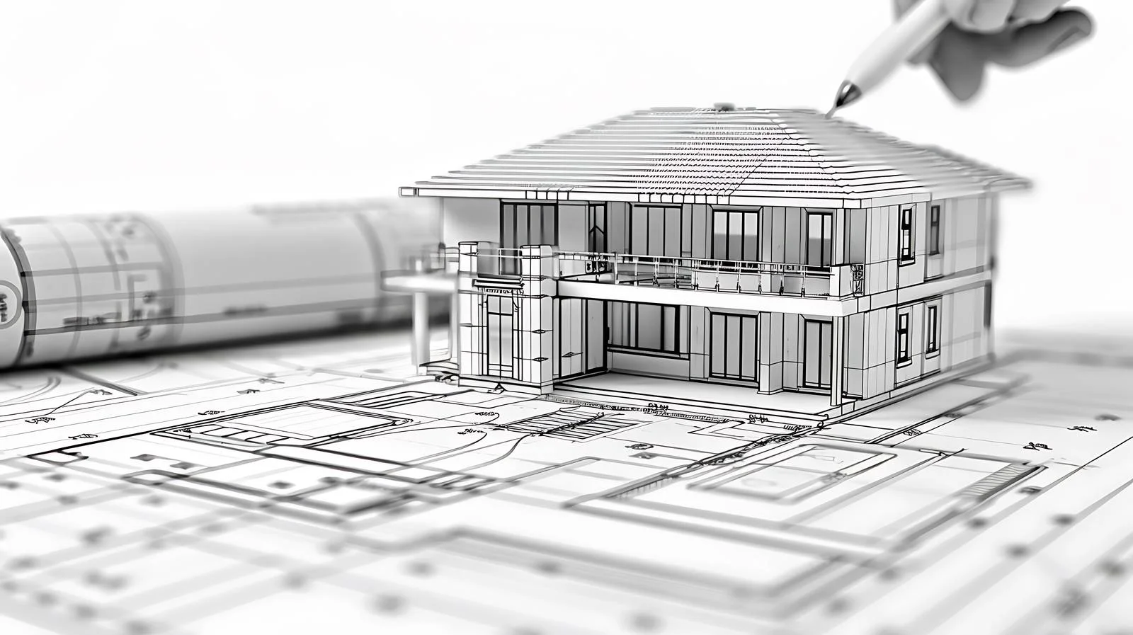 Construction professionals reviewing building design plans — free download from Dotvec