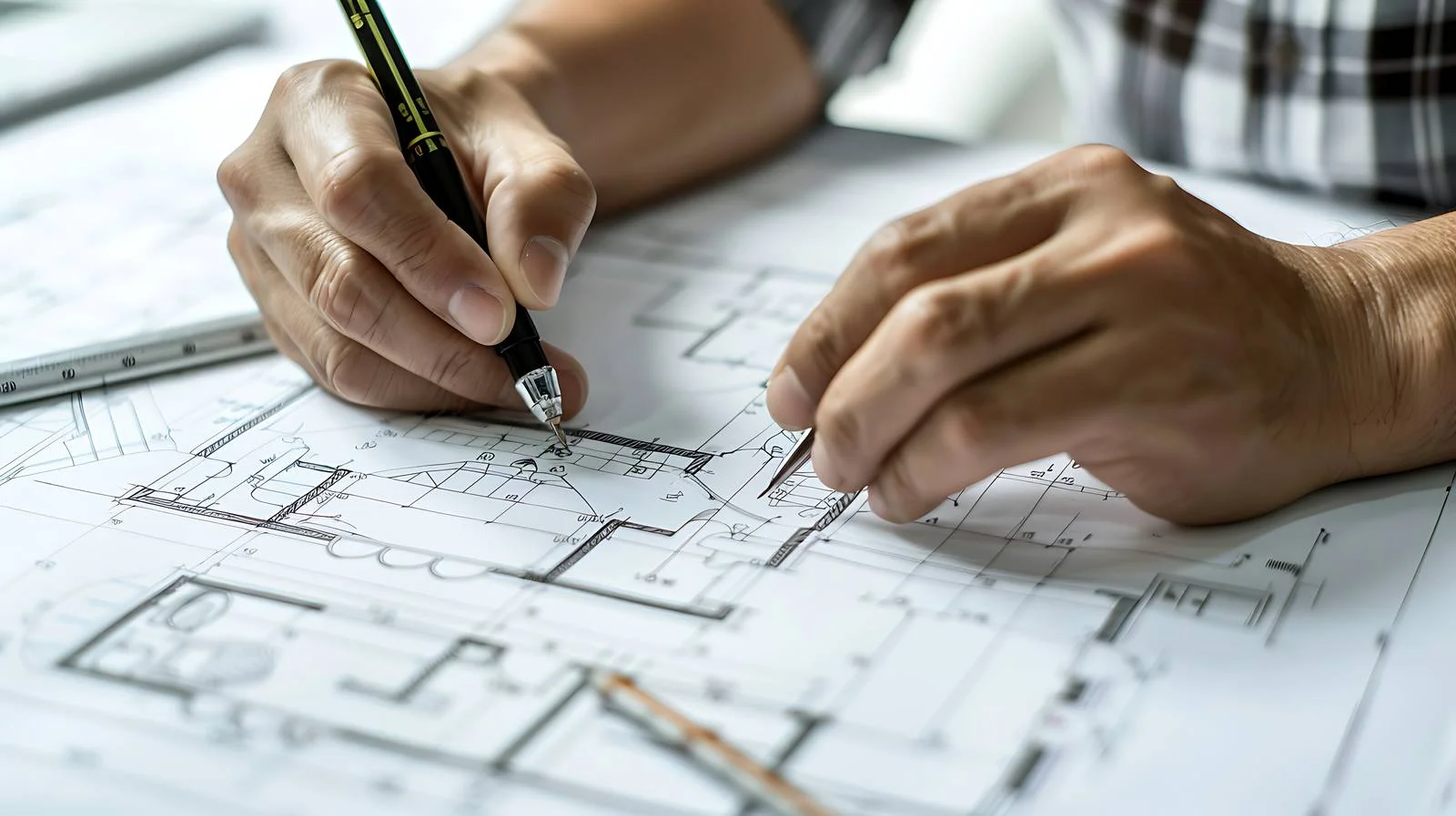 Architect Designing with Compass Tool — free download from Dotvec